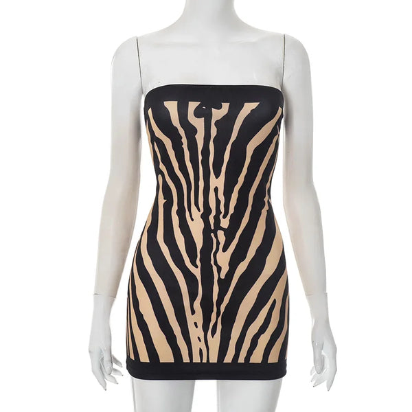 Sabine Zebra Strapless Bodycon Mini Dress