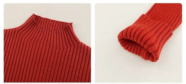 Hildegard Ribbed Knit Mock-Neck Slim Sweater One-piece