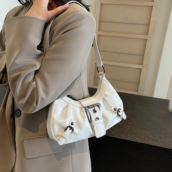 Y2K Retro Pleated Hobo Shoulder Bag for Women Hot Selling Maillard Style Underarm Bag Clutch Handbags for Travel Work Shopping