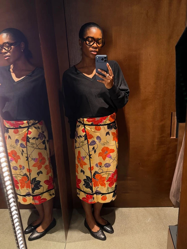 Romy Floral Satin Maxi Skirt One-piece