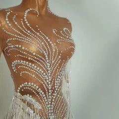 Aria Crystal Fringe Illusion maxi dress One-piece