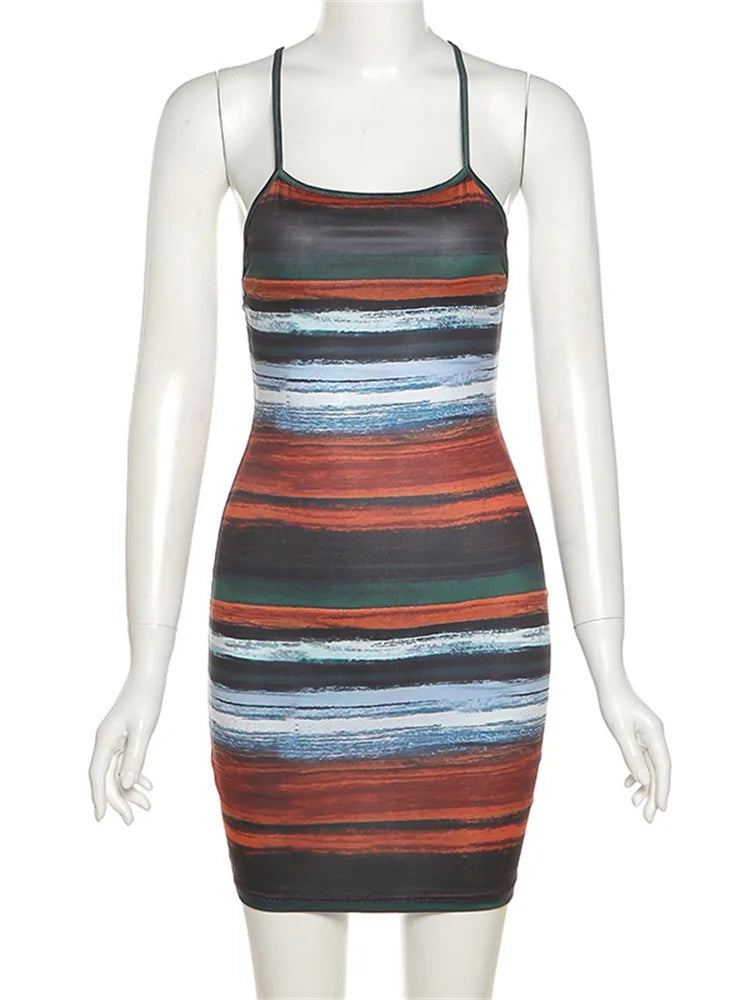 Maeve Striped Backless Camisole Mini Dress