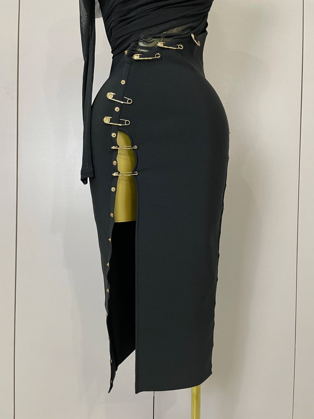 Cordelia One-Shoulder Split Bandage Midi Dress