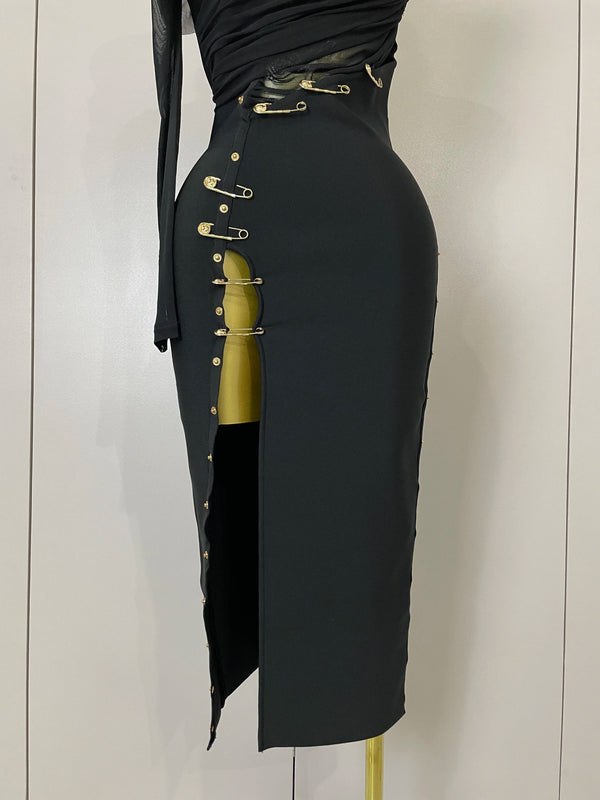 Cordelia One-Shoulder Split Bandage Midi Dress