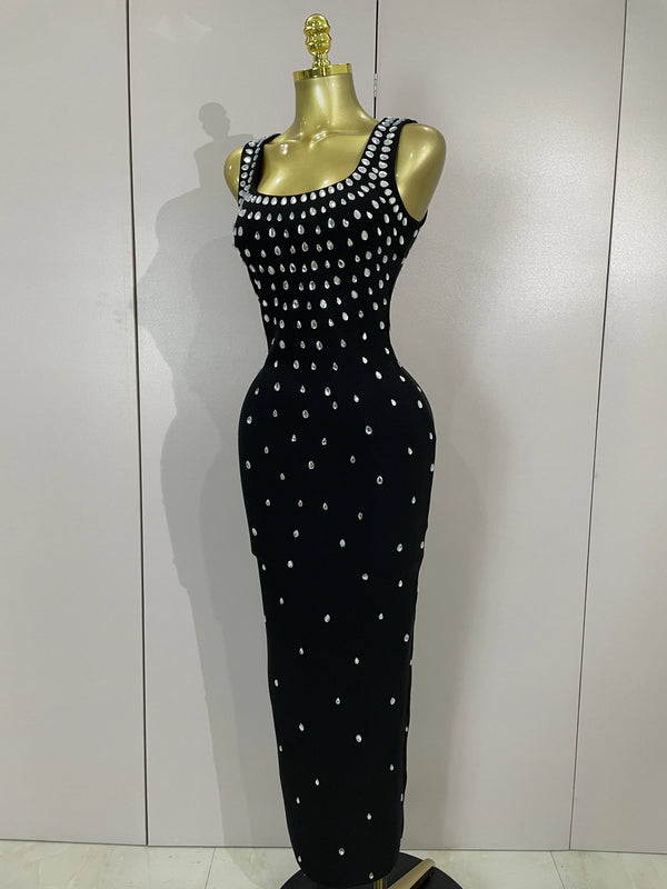 Tahlia Diamond Square-Neck Bandage Maxi Dress