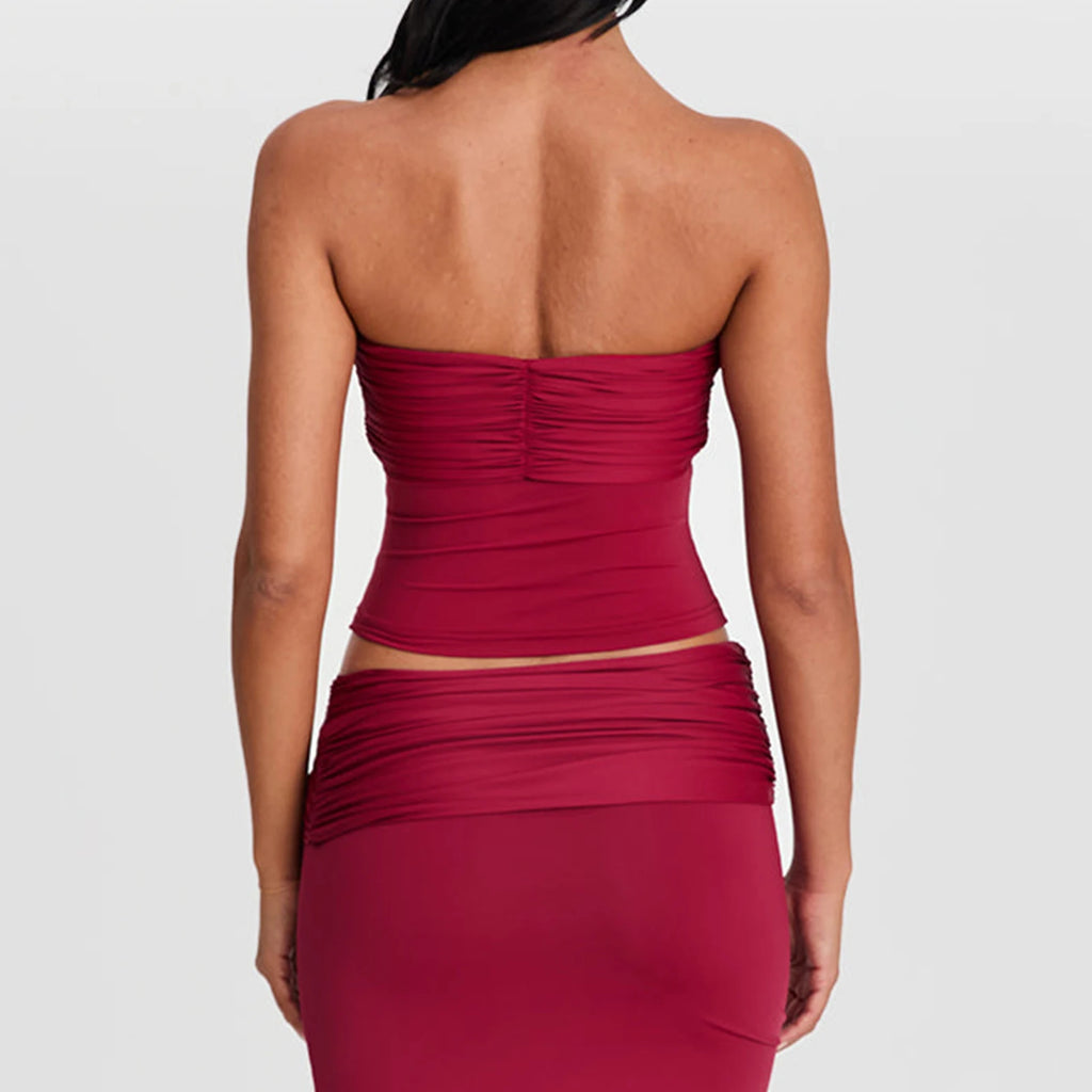 hirigin Women Crop Tube Tops Summer Twisted Knot Ruched Off-Shoulder Bandeau Slim Fit Vest Backless Shirts Y2K Streetwear