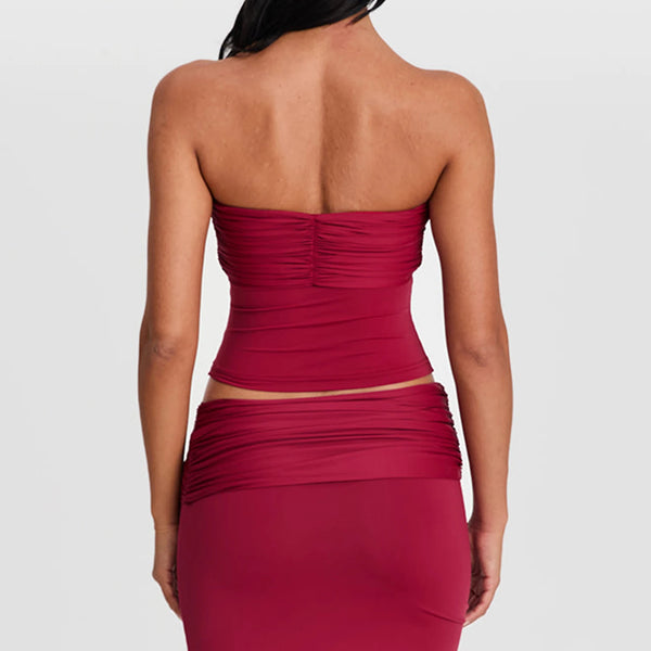 hirigin Women Crop Tube Tops Summer Twisted Knot Ruched Off-Shoulder Bandeau Slim Fit Vest Backless Shirts Y2K Streetwear
