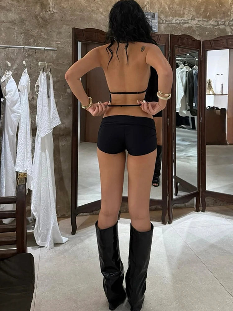 Kliou Sexy Fashion Tank Tops Woman Halter Off Shoulder Backless Skinny Stretch Hot Girls High Street Wild Style Classic Vests