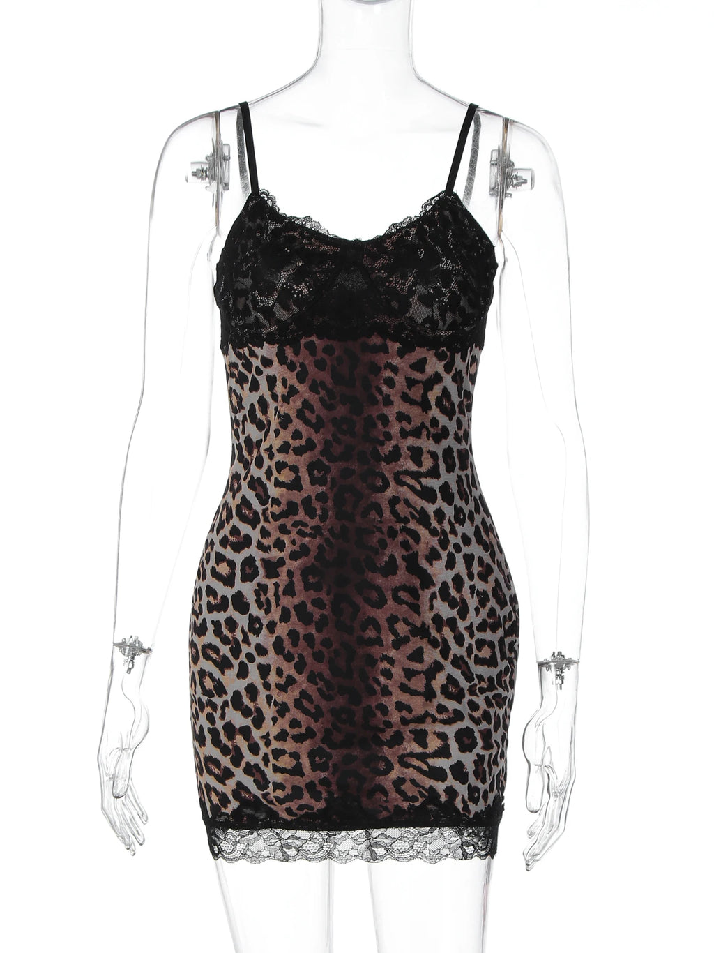 Lynx Leopard Lace-Trim Bodycon Mini Dress