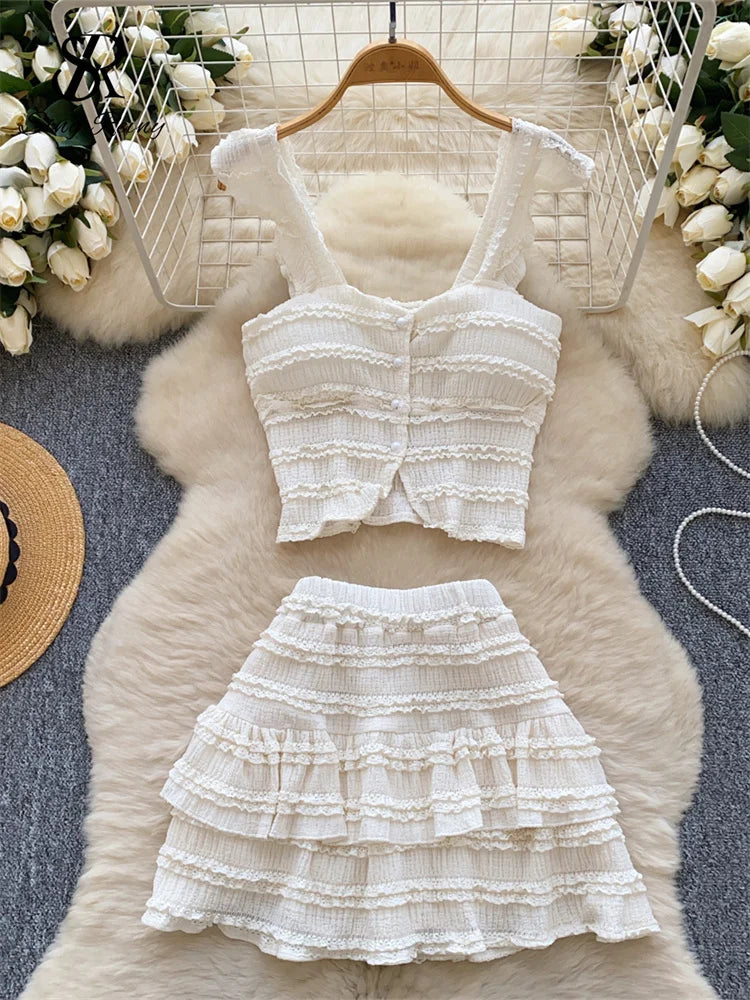 Lisette Strapless Ruffle Top & Mini Skirt Two-piece