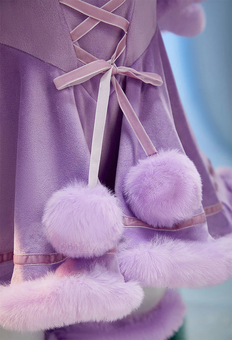 Liora Hooded Fur-Trim Cape & Lace-Up Velvet Cosplay Costume Set