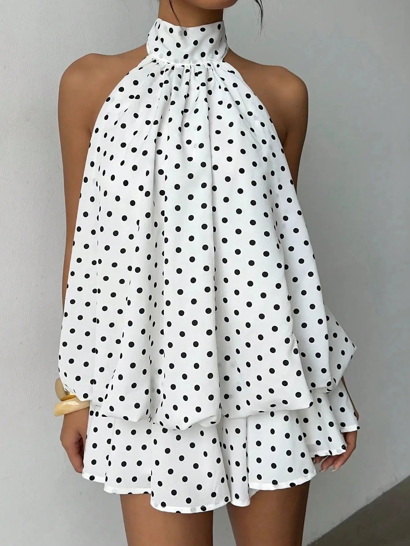 Isabella Polka Dot Halter Mini Dress