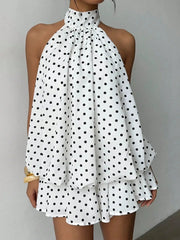 Isabella Polka Dot Halter Mini Dress