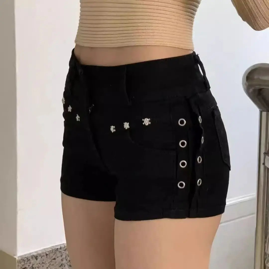 Raven Lace-Up Vintage Denim Shorts Apparel One-piece Secondary image