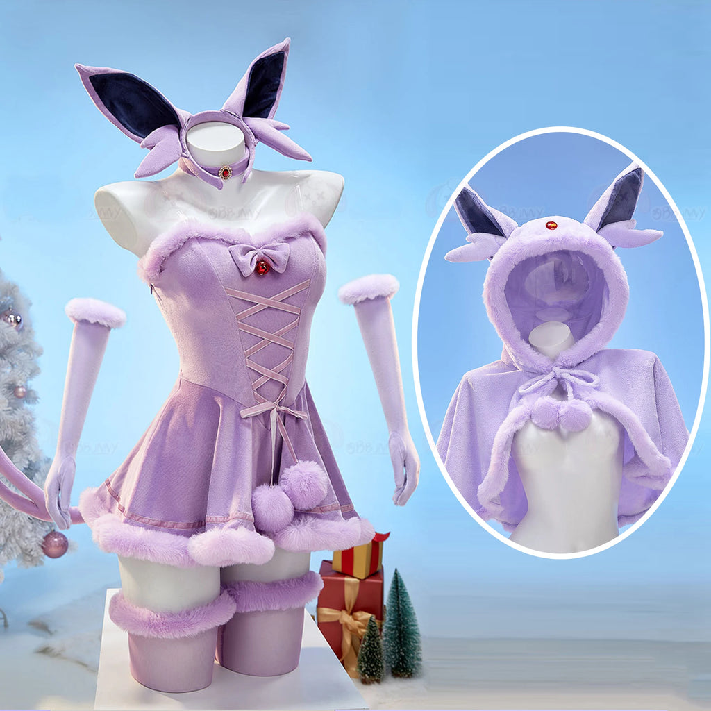 Liora Hooded Fur-Trim Cape & Lace-Up Velvet Cosplay Costume Set