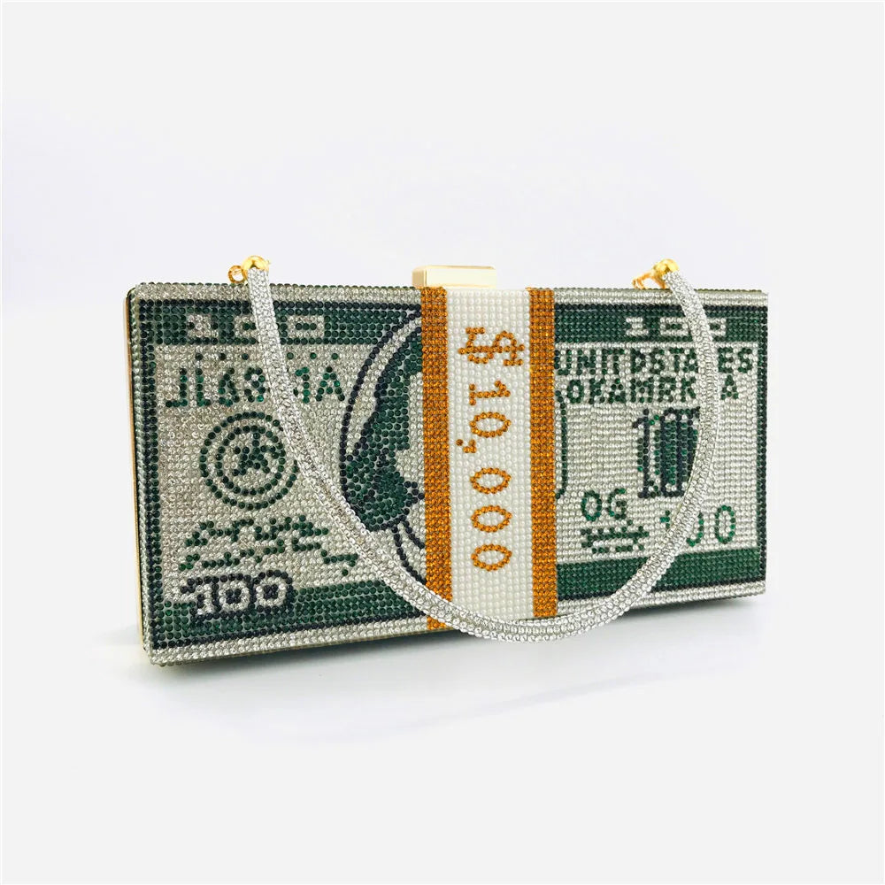 Odessa Crystal Money-Stack Box Clutch