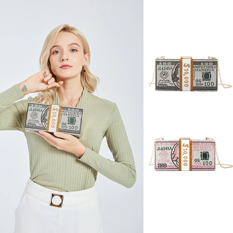 Odessa Crystal Money-Stack Box Clutch