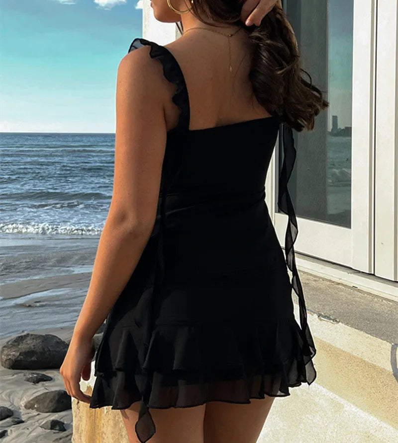 Esmeray Sheer Mesh Crop Top & Tiered Mini Skirt Two-piece Secondary image