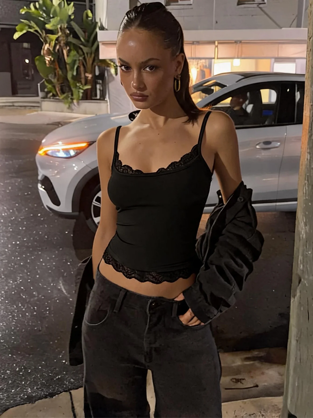 Keturah Lace Patchwork Trim Crop Cami One-piece