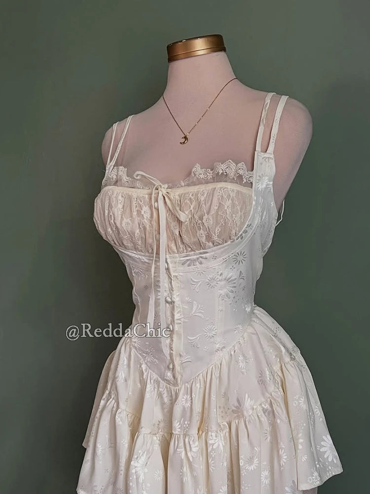 Aria Lace Corset Ruffle Mini Dress One-piece