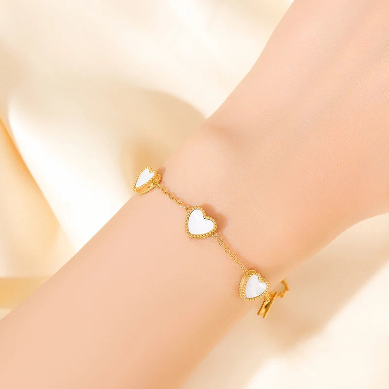 Amora White Heart Stainless-Steel Jewelry Collection