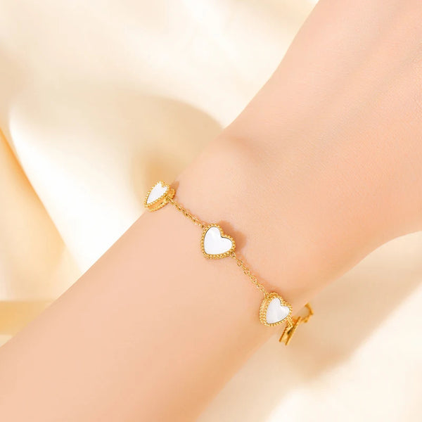 Amora White Heart Stainless-Steel Jewelry Collection