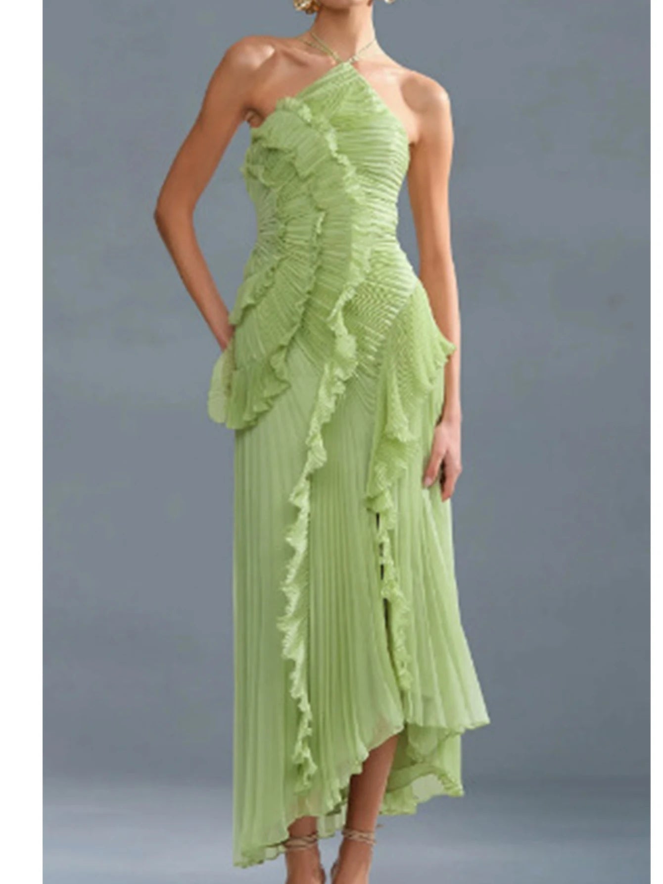 Saskia Ruched Backless A-Line Maxi Dress
