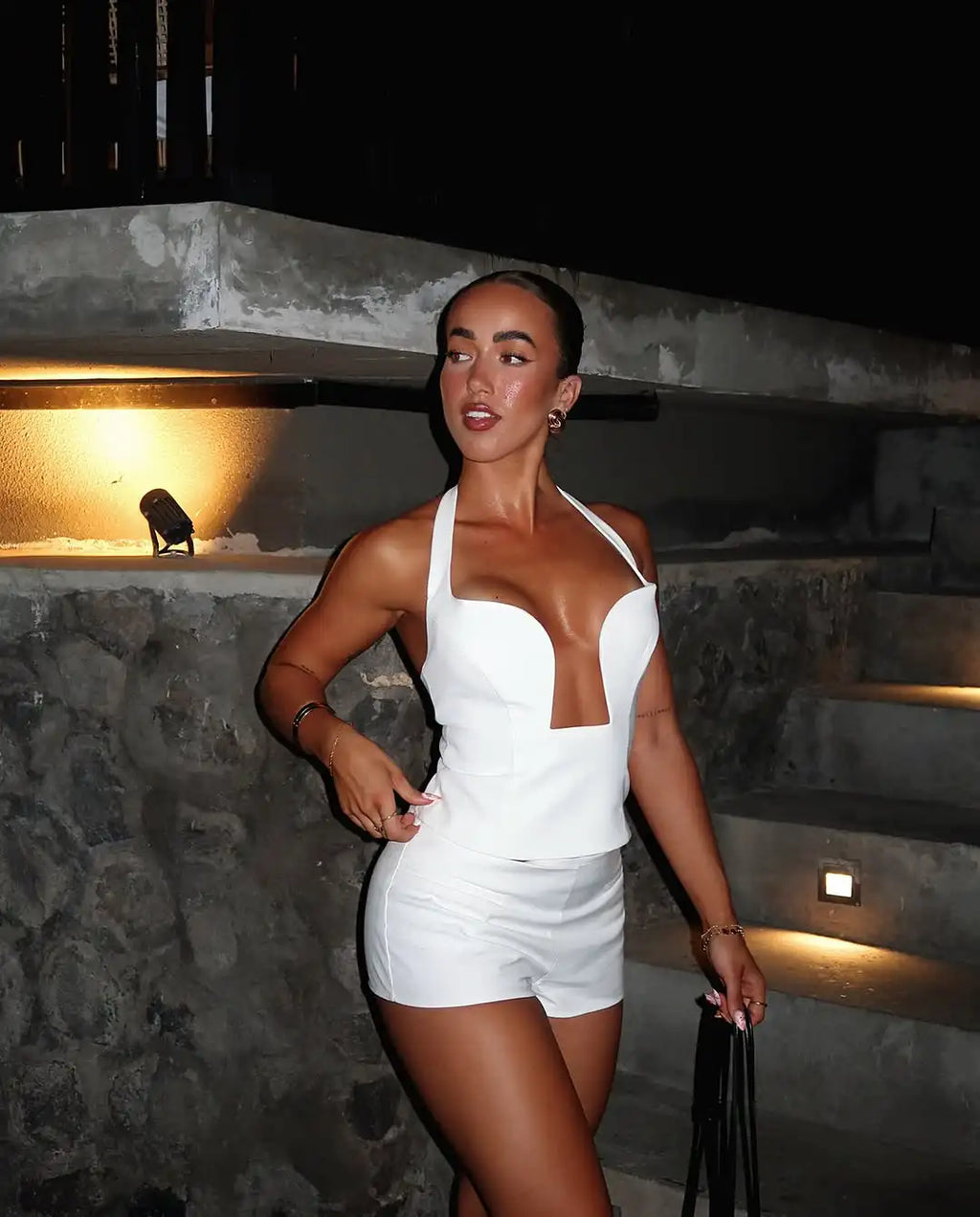 Nola Deep-V Cutout Halter Top One-piece