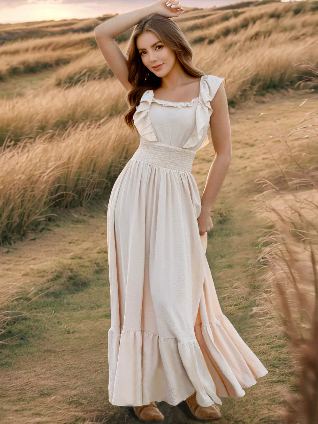 Calliope Ruffled Backless A-Line Maxi Dress