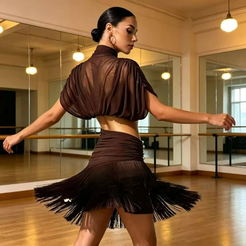 Bronwyn Brown Beaded Fringe Latin Dance Two-piece Main image