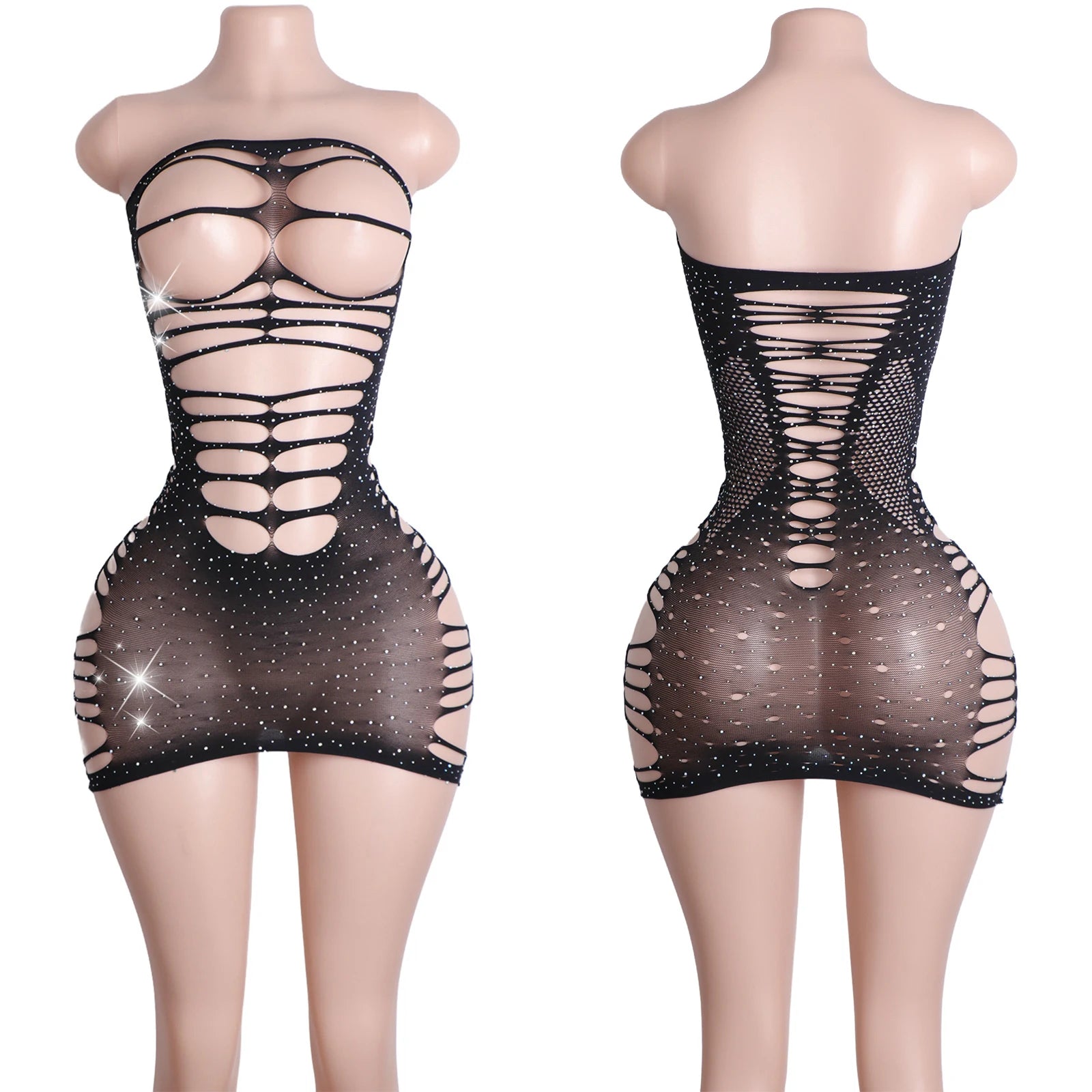Obsidian Eclipse Fishnet Rhinestone Lingerie