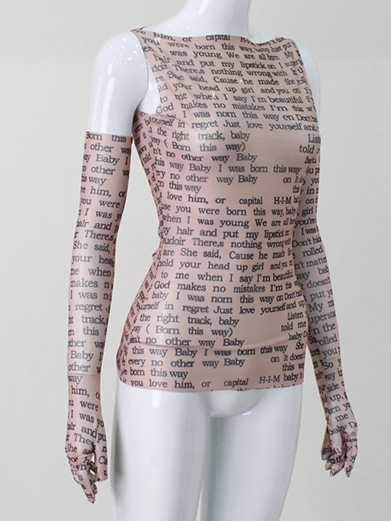 Echo Sheer Letter-Print Long-Sleeve Crop Top One-piece