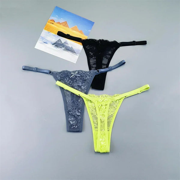 Celestine Adjustable Lace Thong Pack Lingerie 3-piece
