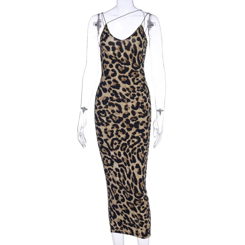Dulzura Women Party Club Evening Streetwear Leopard Bodycon Midi Dress 2024 Summer Clothes Wholesale Items For Business