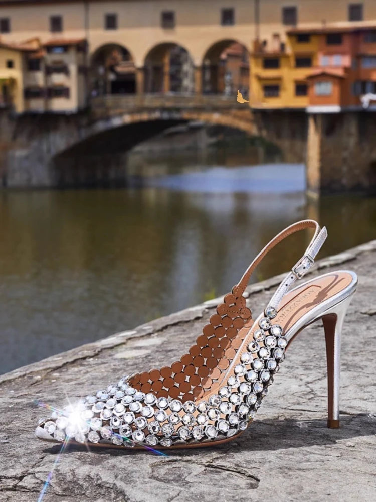 Oriana Rhinestone Chain Pointed-Toe Pumps Secondary image