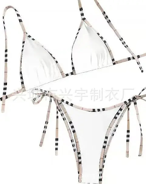 Luxury Stripe Halter Bikini Set for Women, Two-Piece Sexy Swimsuit Bathing Suit, Fashion Beach Swimwear