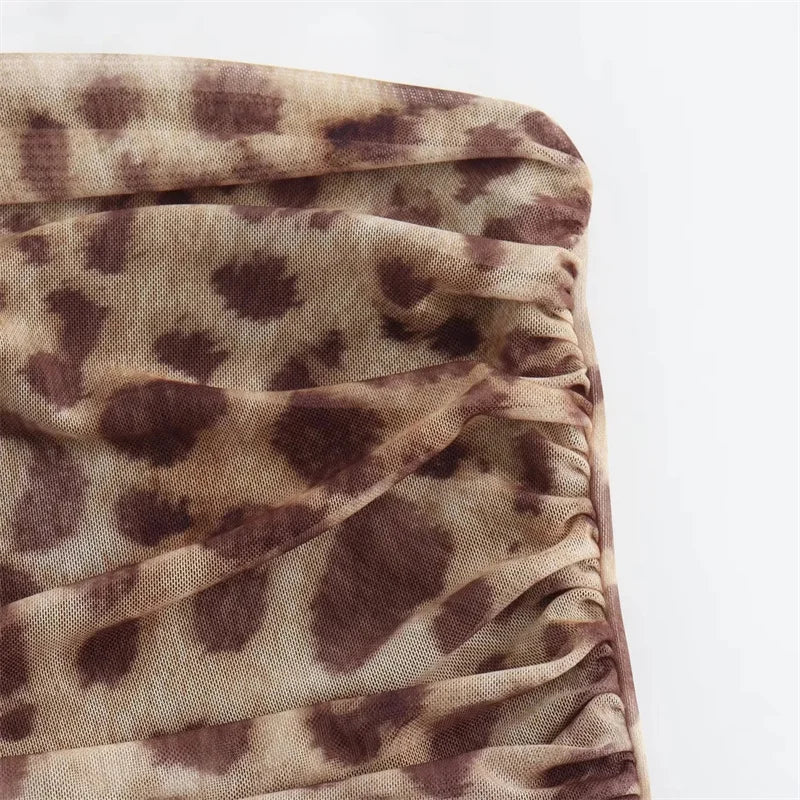 Nahara Leopard Ruched Bandeau Top & Midi Skirt Separates