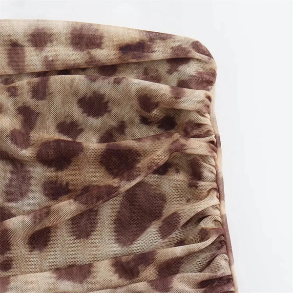 Nahara Leopard Ruched Bandeau Top & Midi Skirt Separates