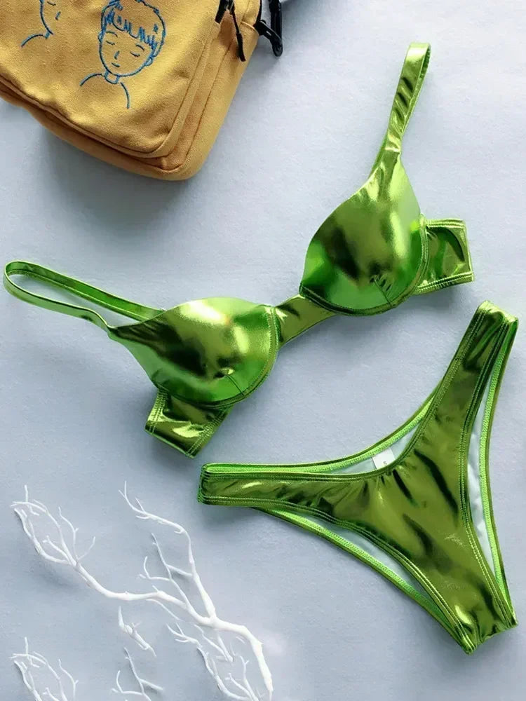 Vesper Faux-Leather Push-Up Bikini Two-piece