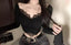 Valerie Noir Lace Off-Shoulder Long Sleeve Top