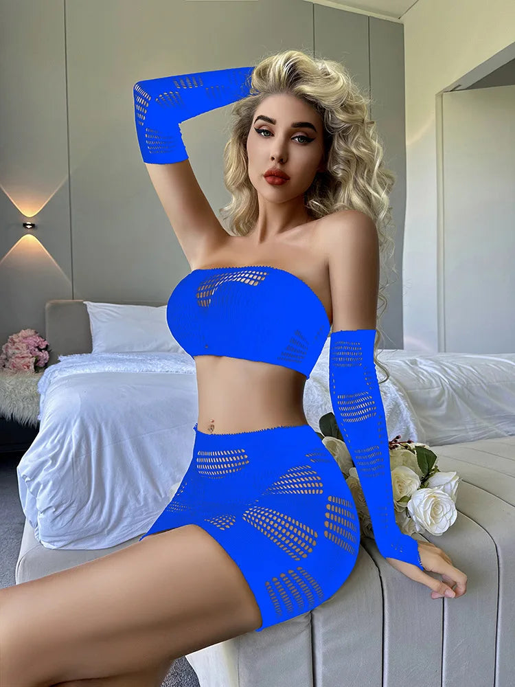 Velvet Eclipse Fishnet Mesh Lingerie Two-piece