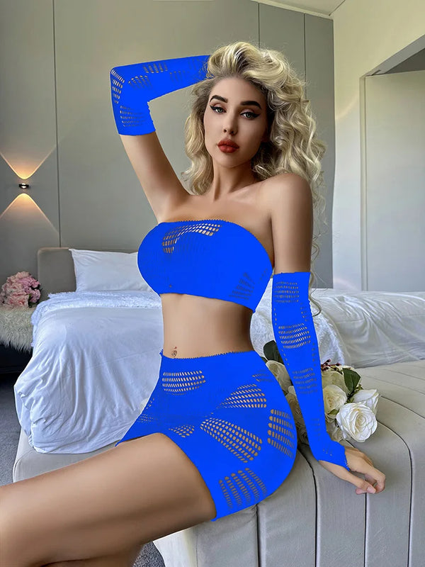 Velvet Eclipse Fishnet Mesh Lingerie Two-piece