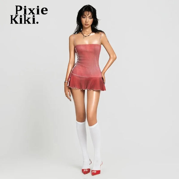 PixieKiki Chain Backless Mini Dress Trendy Clothes Woman 2026 Summer Dresses P94-CD24