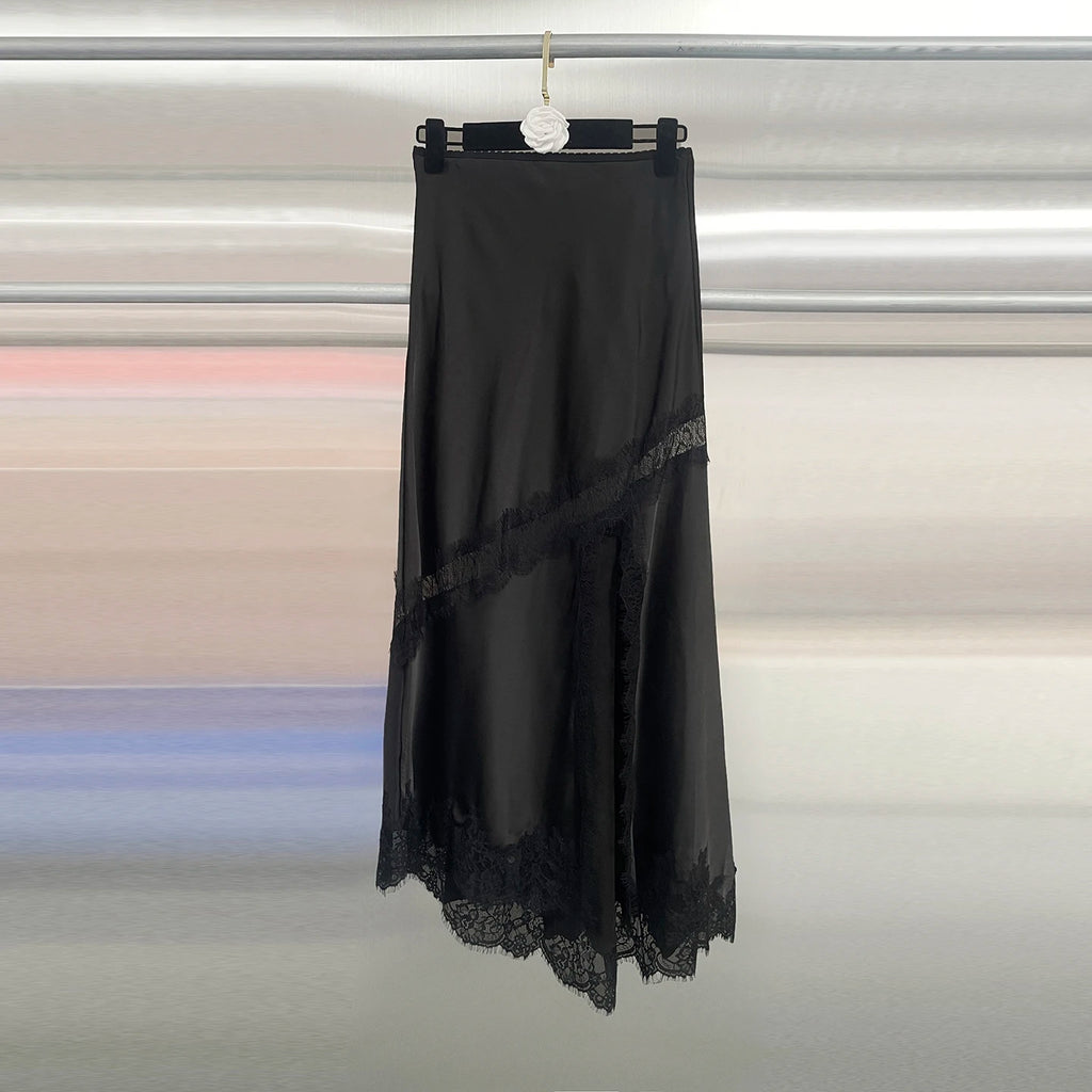 Fabienne Lace Cutout Asymmetrical Midi Skirt One-piece