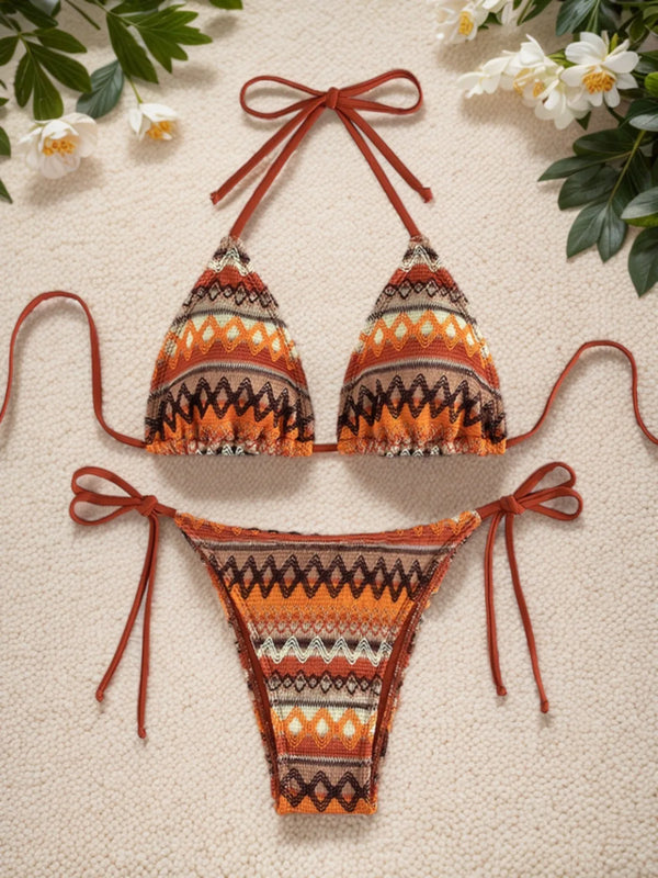 Esme Knitted Stripe Halter Bikini Two-piece