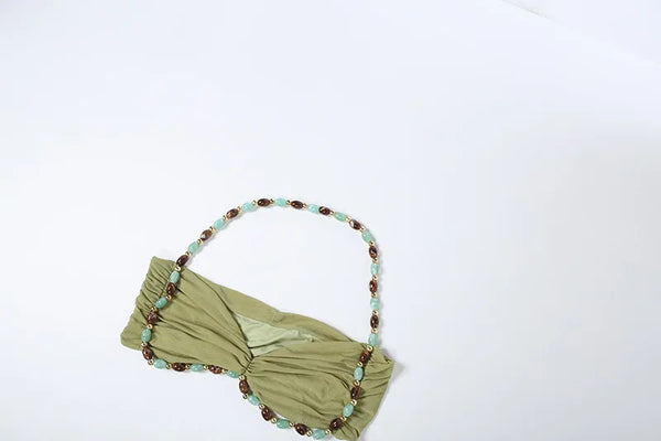 Jade Beaded Halter High-Low Maxi Skirt Set Two-piece