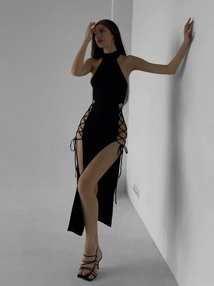 Seraphine Gothic Nun Cosplay Costume with Lace-Up High Slits