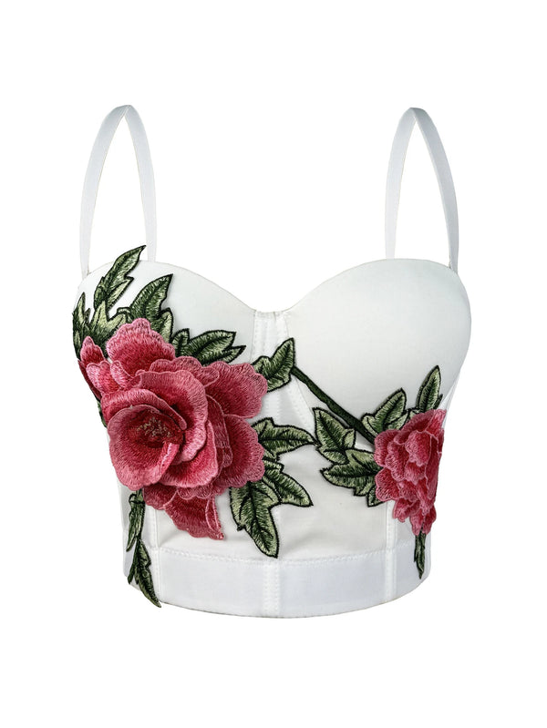 Sexy halter embroidery corset crop top women summer club party tank tops for woman clothing black white cropped tube top hotwife