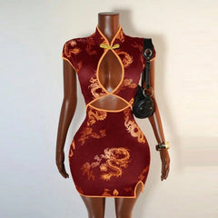 Rouge Dynasty Dragon Mini Dress