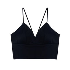 Silk Cami Tank Tops Women&#39;S Camisole Spaghetti Strap Women V Neck White Black Sleeveless Streetwear High Street With Chest Pad
